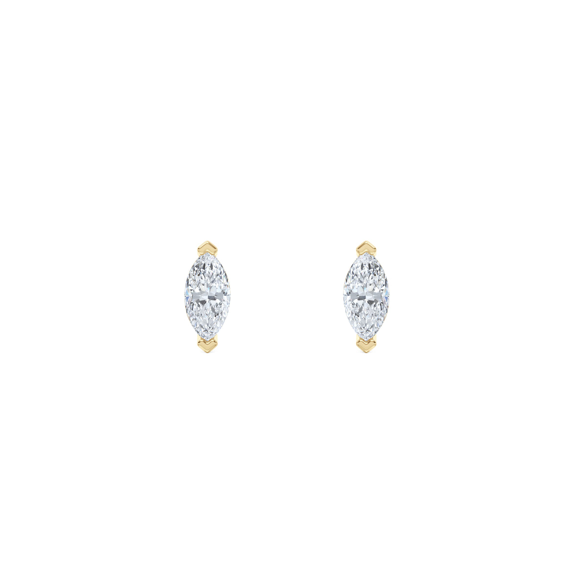 0.50ct Marquise Cut Lab Diamond Stud Earrings in 18K Yellow Gold