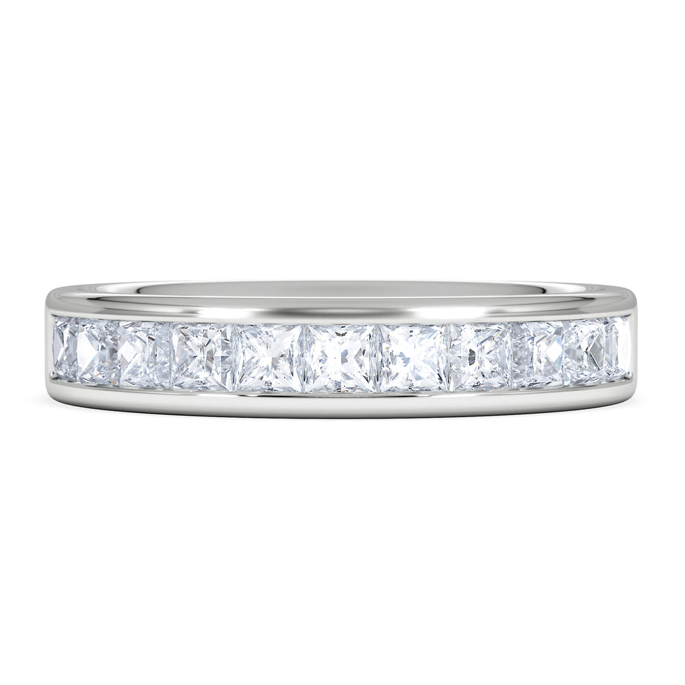 Eterna Lab Diamond Princess Cut Half Eternity Ring 1.00ct F/VS in 9K White Gold