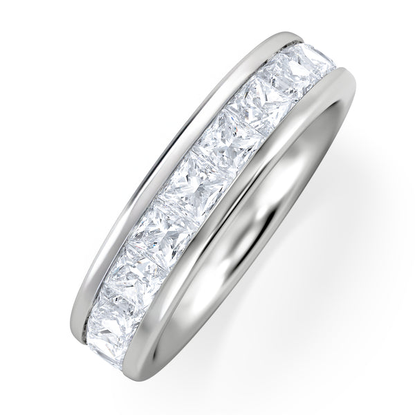 Eterna Lab Diamond Princess Cut Half Eternity Ring 2.00ct F/VS in 9K White Gold