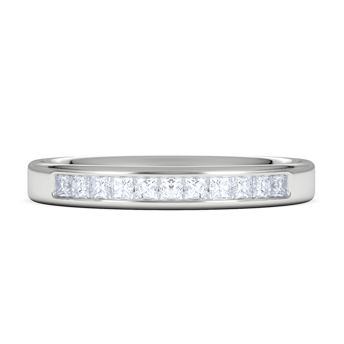 Eterna Lab Diamond Princess Cut Half Eternity Ring 0.30ct H/SI in 925 Silver