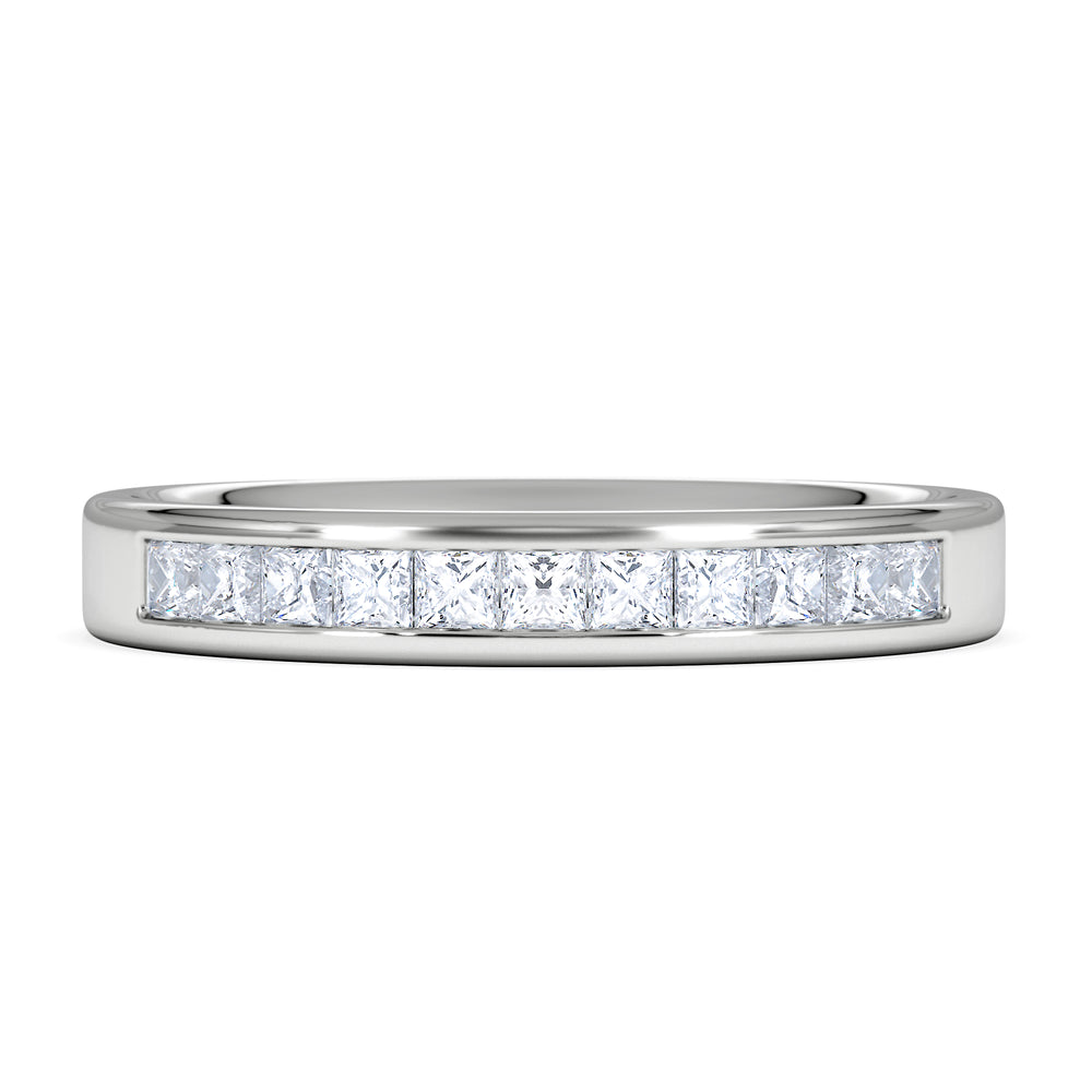 18K White Gold Princess Diamond Half Eternity Ring 0.50CT G/VS