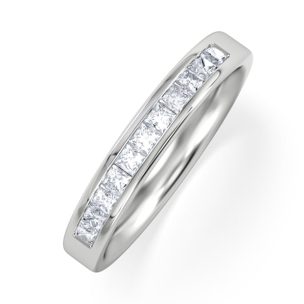 18K White Gold Princess Diamond Half Eternity Ring 0.50CT H/SI