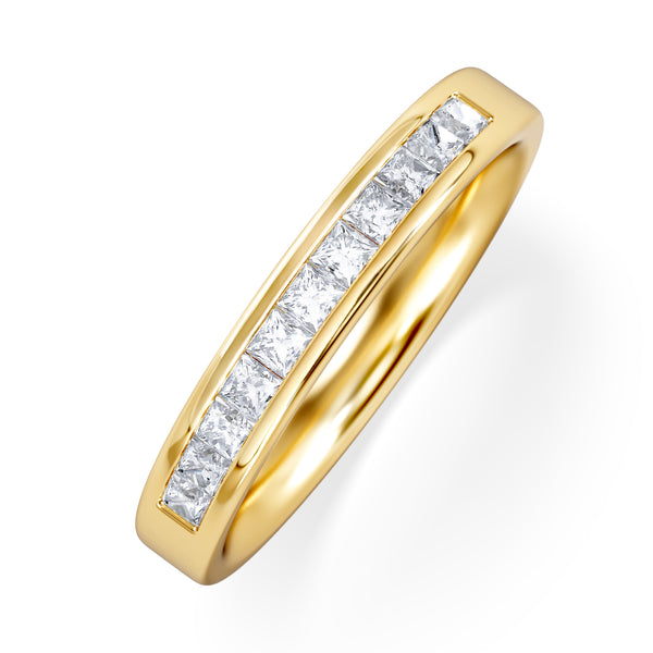 Eterna Lab Diamond Princess Cut Half Eternity Ring 0.50ct H/SI in 18K Gold Vermeil