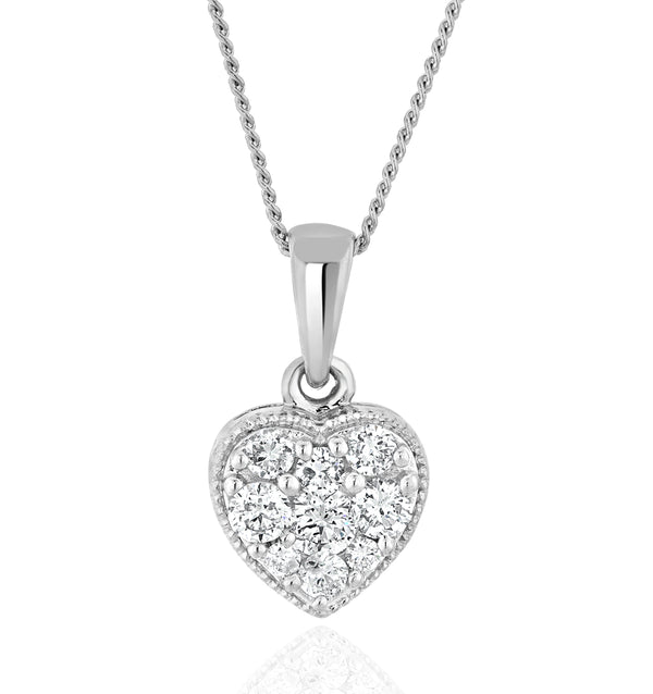 Lab Diamond Heart Pendant Necklace 0.25ct H/Si in 9K White Gold