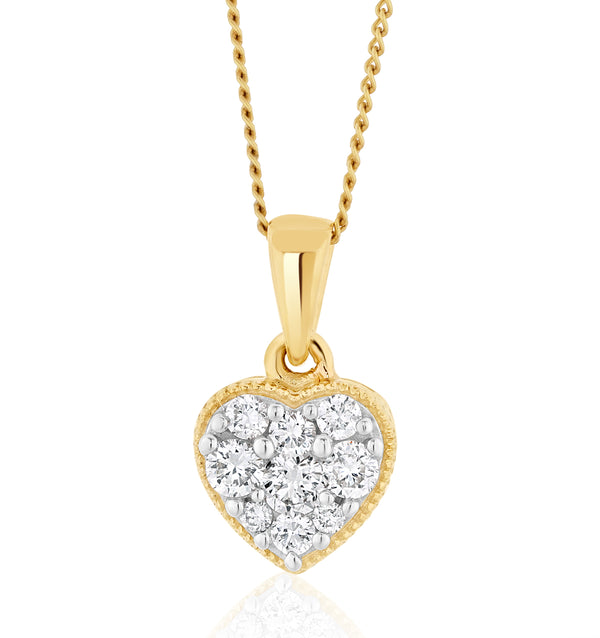 Lab Diamond Heart Pendant Necklace 0.25ct H/Si in 9K Gold