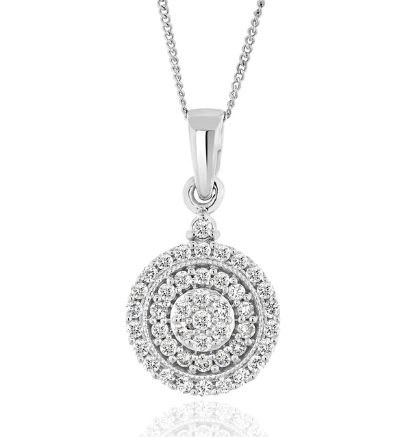 Triple Halo Lab Diamond Pendant Necklace 0.50ct H/Si in 9K White Gold