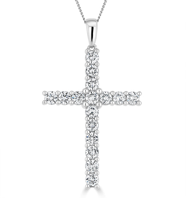 2ct Lab Diamond Cross Claw Set Necklace Pendant H/Si in 9K White Gold