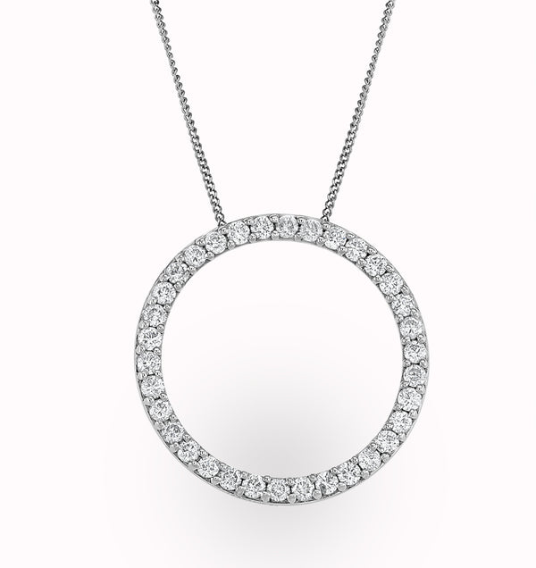 Lab Diamond Circle Necklace Pendant 1 Carat Set in 925 Silver