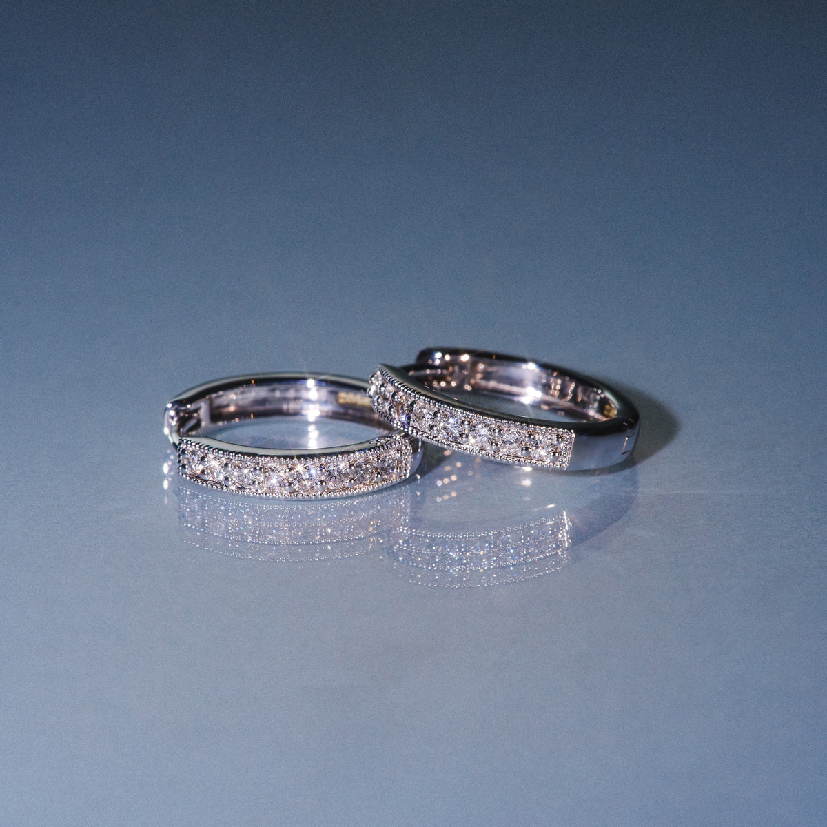 Lab Diamond Huggie Earrings 0.25ct H/Si Pave Set in 9K White Gold