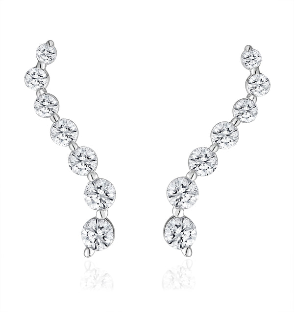 Lab Diamond Ear Climber Life Journey Earrings 1.00ct H/Si 9KW Gold