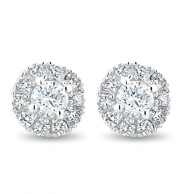 Halo Lab Diamond Earrings 0.50ct H/Si Set in 9K White Gold