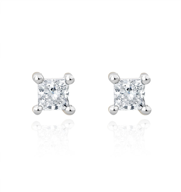 Princess Cut Lab Diamond Stud Earrings 0.20ct in 9K White Gold