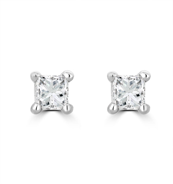 Princess Cut Lab Diamond Stud Earrings 0.30ct in 9K White Gold