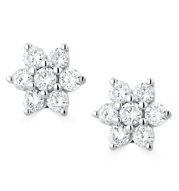 0.50ct Lab Diamond Flower Cluster Earrings in 9K White Gold