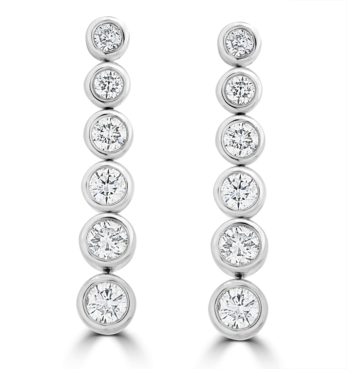 1ct Lab Diamond Life Journey Rub Over Drop Earrings in 9K White Gold