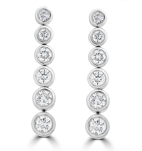 1ct Lab Diamond Life Journey Rub Over Drop Earrings in 9K White Gold