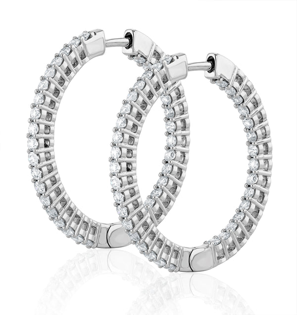 2.00ct Lab Diamond Hoop Earrings H/Si Quality in 9K White Gold - 32mm