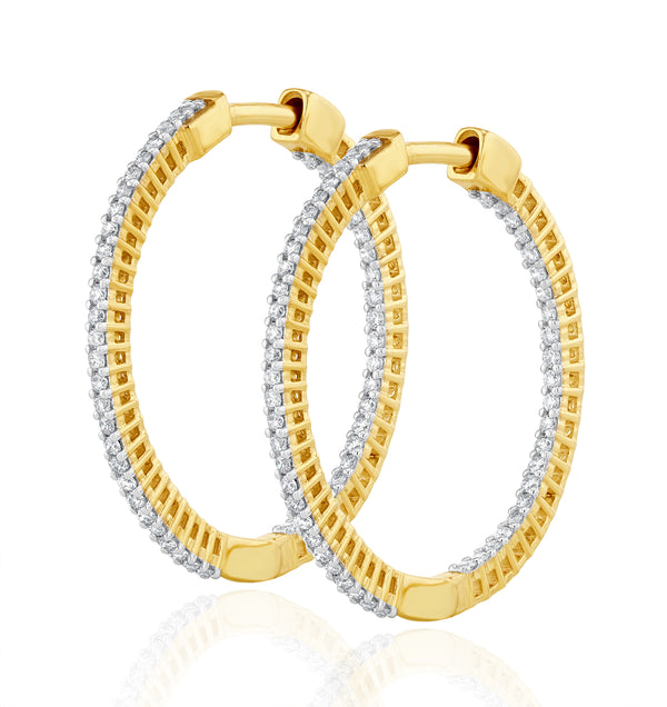 0.50ct Lab Diamond Hoop Earrings H/Si Quality in 9K Gold - 26mm