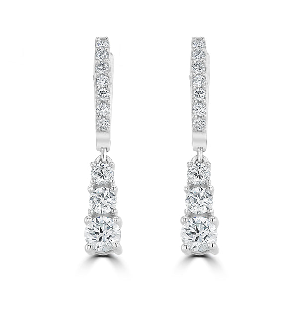Lab Diamonds Drop Earrings 1ct Set in 9K White Gold