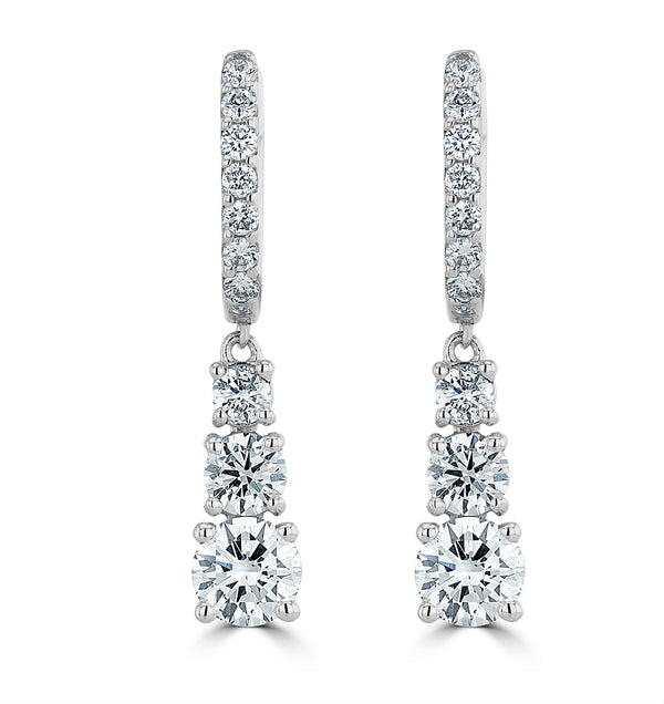 Lab Diamonds Drop Earrings 2ct Set in 9K White Gold