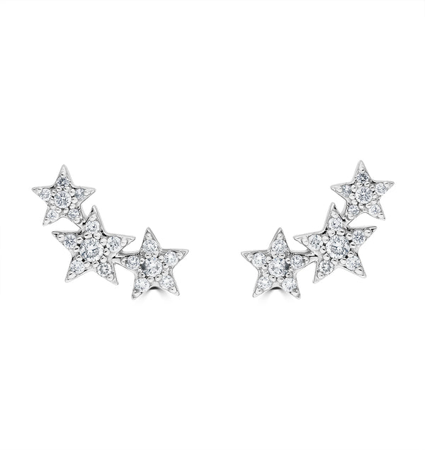 Ear Climbers Earrings Lab Diamond 0.20ct in 925 Sterling Silver