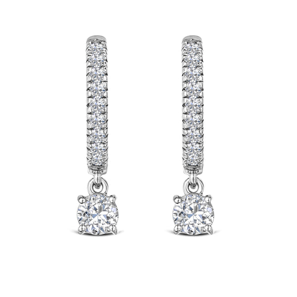 Stellato Hoop Drop Lab Diamond Earrings 1.00ct in 9K White Gold