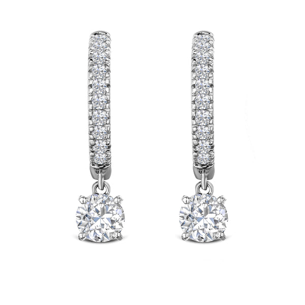 Stellato Hoop Drop Lab Diamond Earrings 2.00ct in 9K White Gold