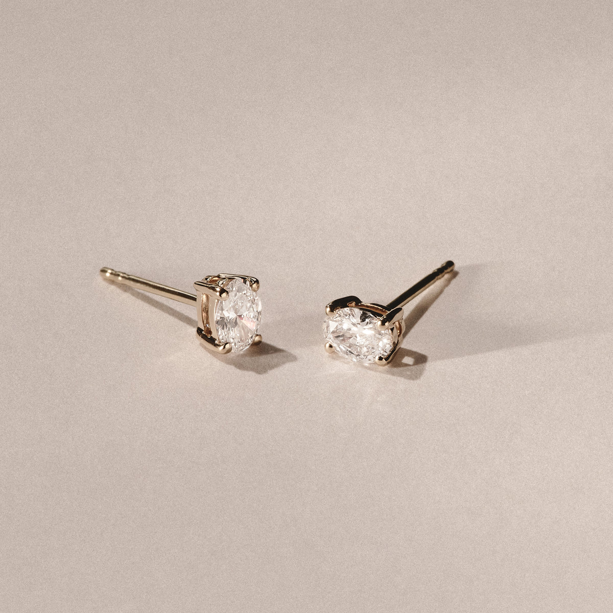 Naomi Oval Cut Lab Diamond Stud Earrings 0.50ct H/SI in 9K Gold