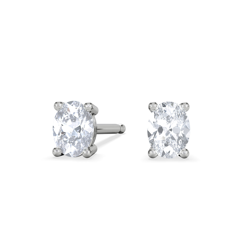Naomi Oval Cut Lab Diamond Stud Earrings 0.50ct H/SI in 9K White Gold