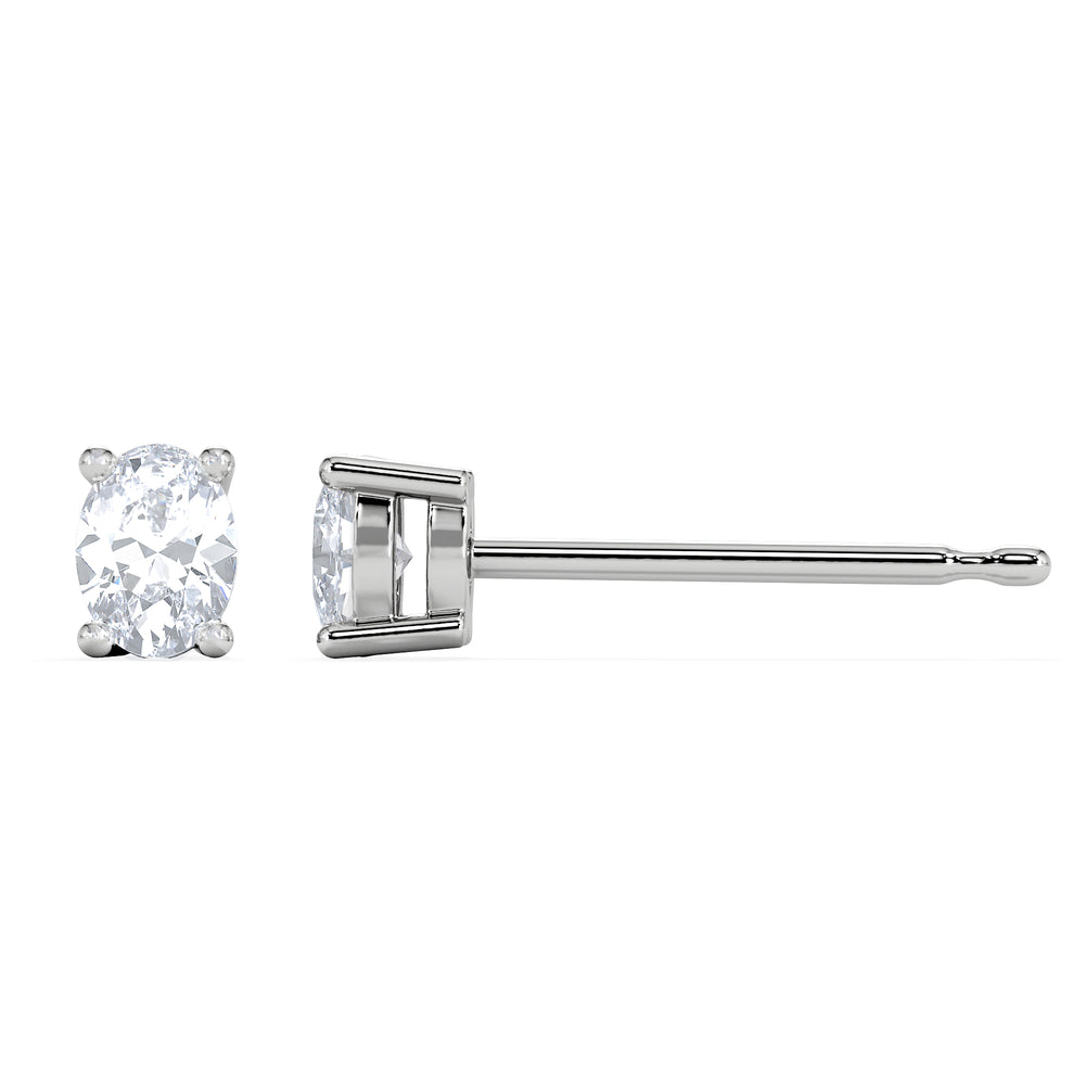 Naomi Oval Cut Lab Diamond Stud Earrings 0.50ct H/SI in 9K White Gold