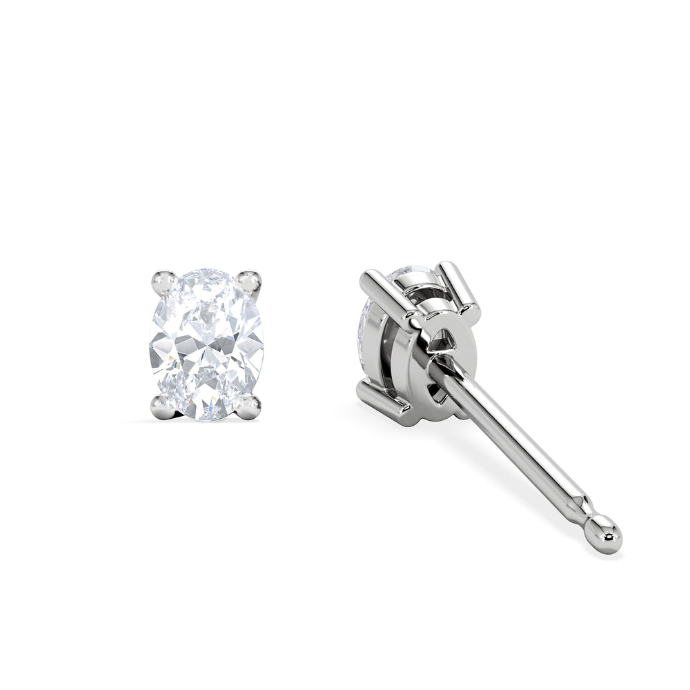 Naomi Oval Cut Lab Diamond Stud Earrings 0.50ct H/SI in 9K White Gold