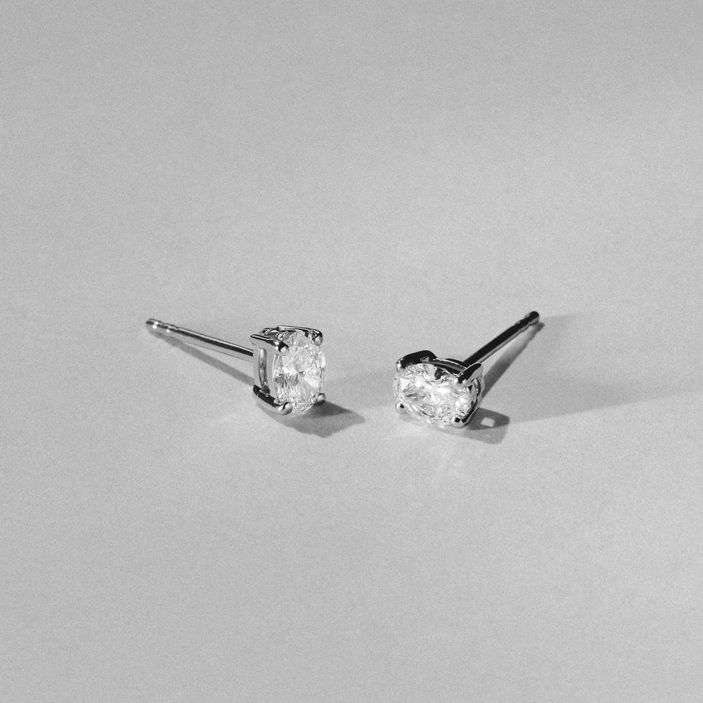 Naomi Oval Cut Lab Diamond Stud Earrings 0.50ct H/SI in 9K White Gold
