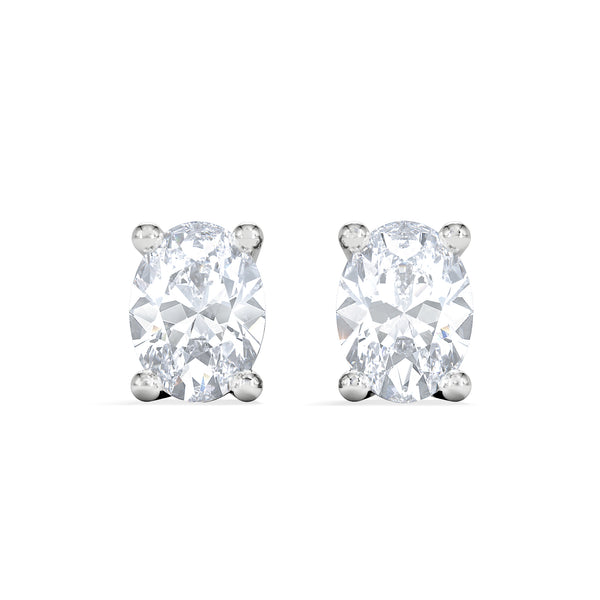 Naomi Oval Cut Lab Diamond Stud Earrings 0.50ct H/SI in 9K White Gold