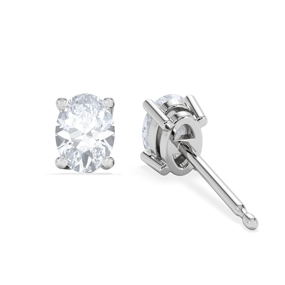 Naomi Oval Cut Lab Diamond Stud Earrings 1.00ct H/SI in 9K White Gold