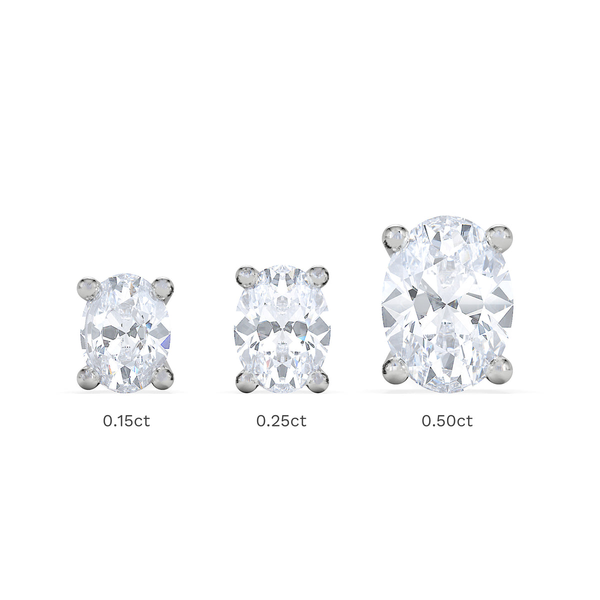 Naomi Oval Cut Lab Diamond Stud Earrings 1.00ct H/SI in 9K White Gold