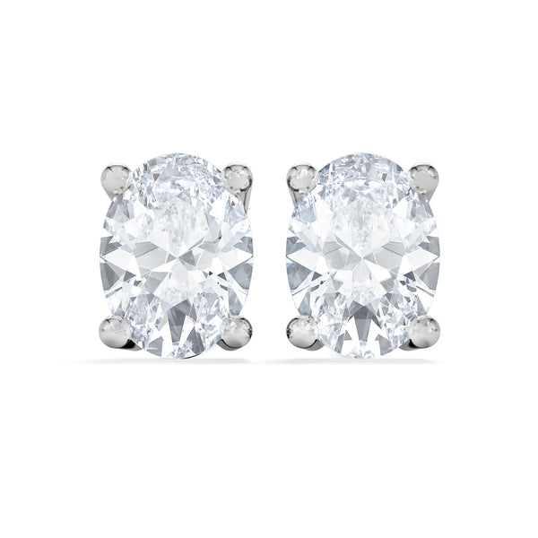 Naomi Oval Cut Lab Diamond Stud Earrings 1.00ct H/SI in 9K White Gold