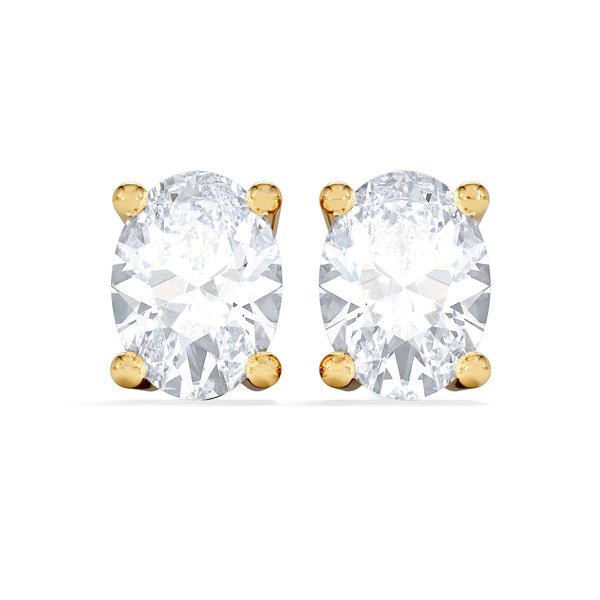 Naomi Oval Cut Lab Diamond Stud Earrings 1.00ct H/SI in 9K Gold