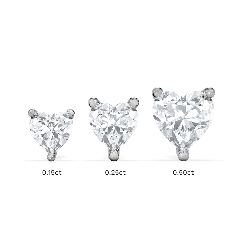 Naomi Heart Cut Lab Diamond Stud Earrings 0.50ct H/SI in 9K White Gold