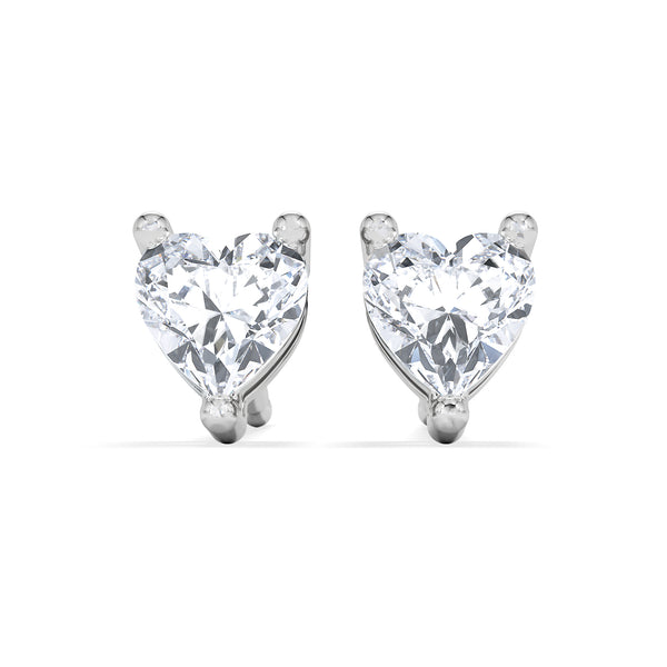 Naomi Heart Cut Lab Diamond Stud Earrings 0.50ct H/SI in 9K White Gold
