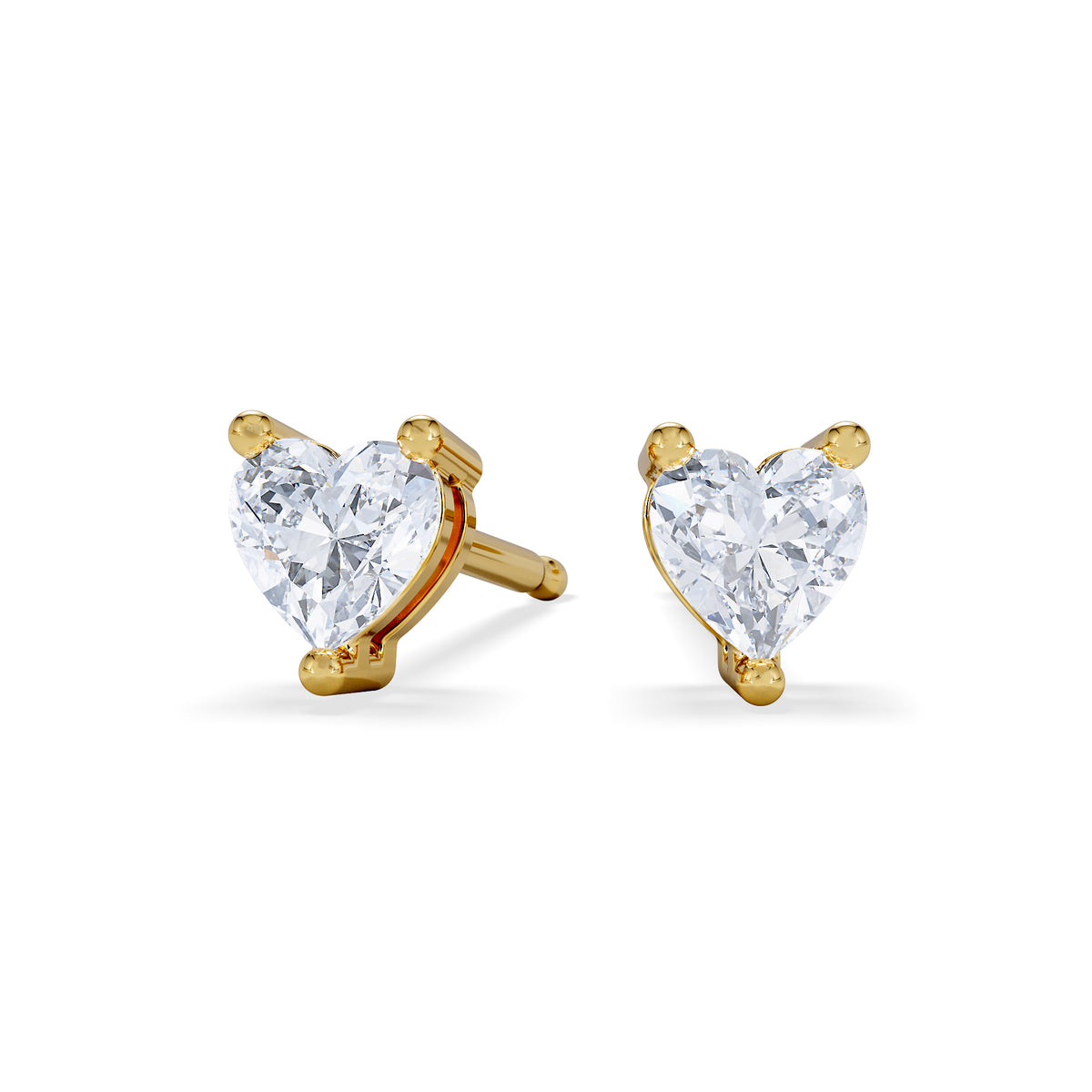 Naomi Heart Cut Lab Diamond Stud Earrings 0.50ct H/SI in 9K Gold
