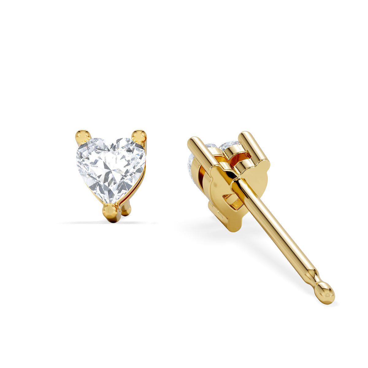 Naomi Heart Cut Lab Diamond Stud Earrings 0.50ct H/SI in 9K Gold