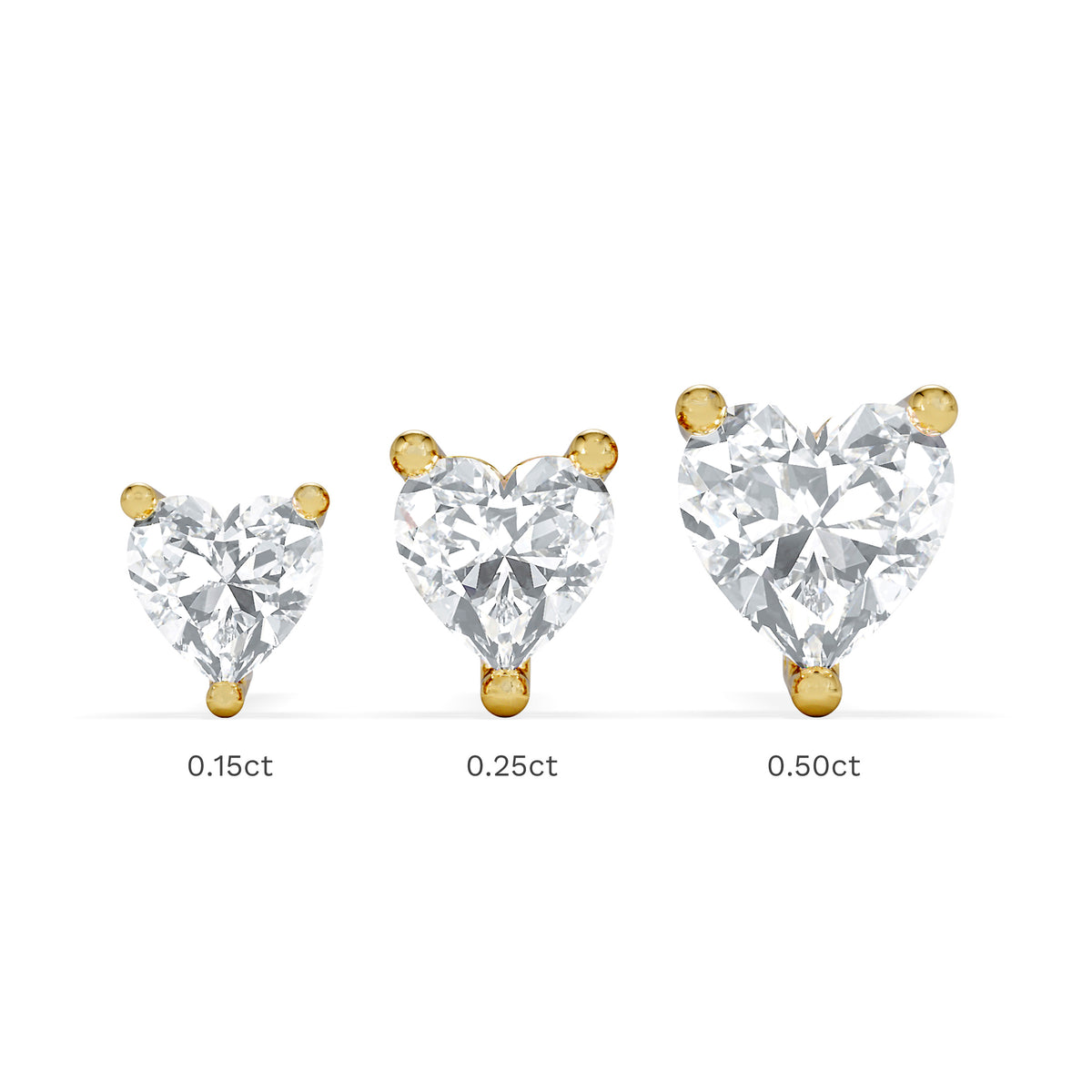 Naomi Heart Cut Lab Diamond Stud Earrings 0.50ct H/SI in 9K Gold