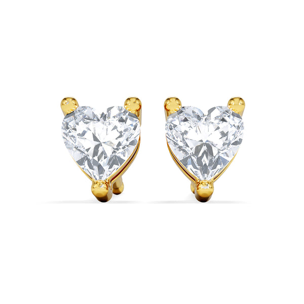 Naomi Heart Cut Lab Diamond Stud Earrings 0.50ct H/SI in 9K Gold