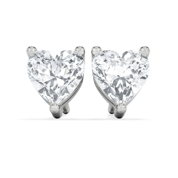 Naomi Heart Cut Lab Diamond Stud Earrings 1.00ct H/SI in 9K White Gold
