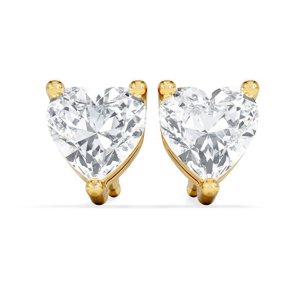 Naomi Heart Cut Lab Diamond Stud Earrings 1.00ct H/SI in 9K Gold