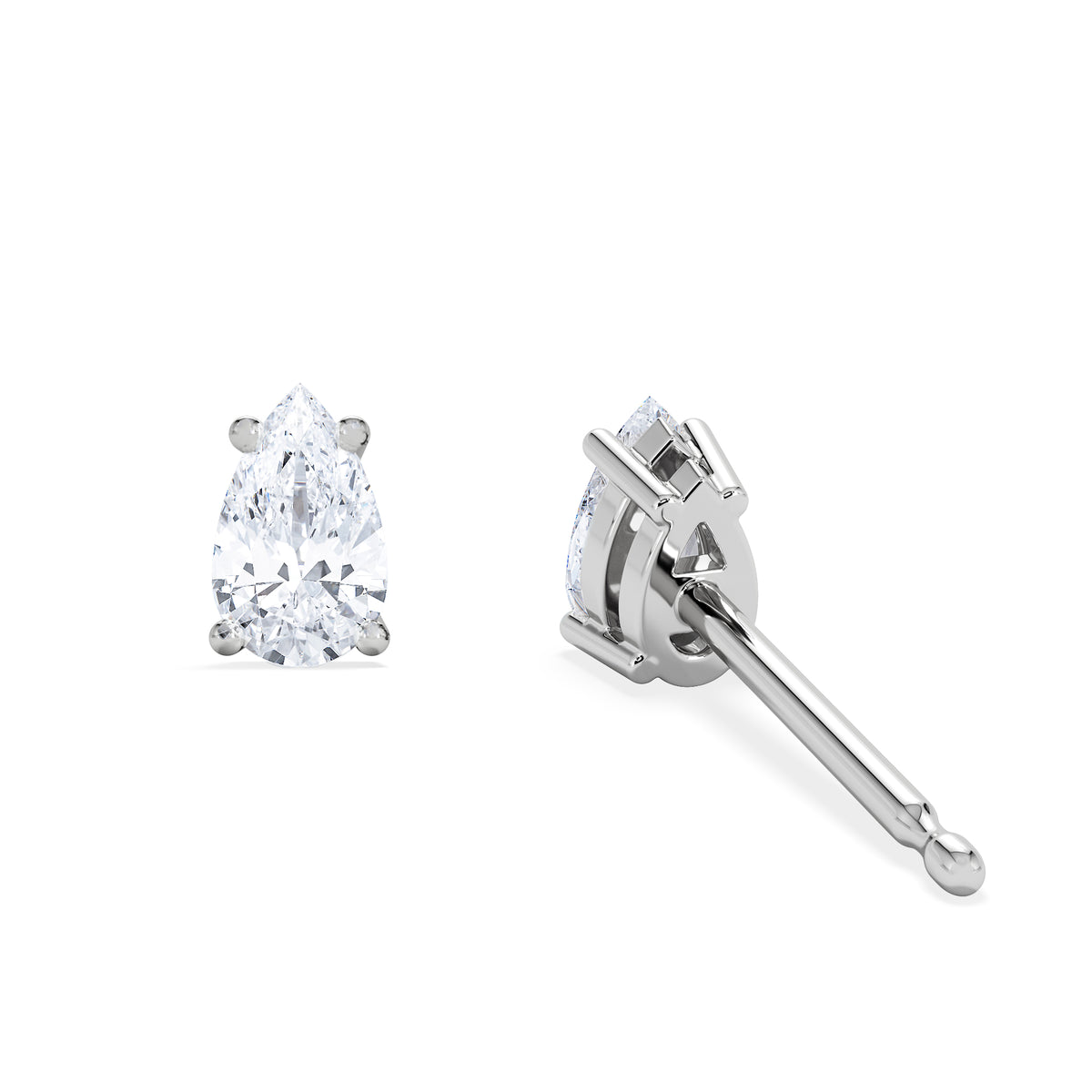 Naomi Pear Cut Lab Diamond Stud Earrings 0.50ct H/SI in 9K White Gold