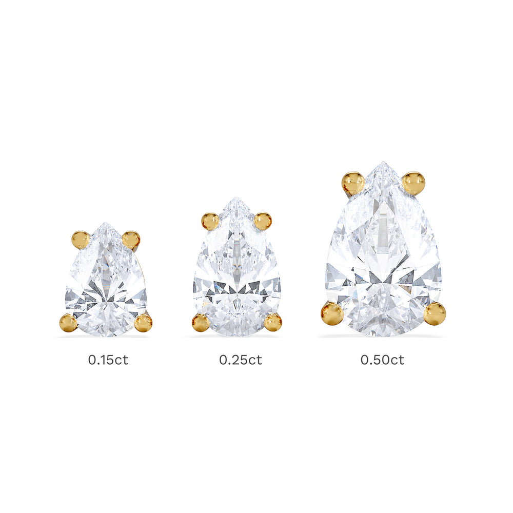 Naomi Pear Cut Lab Diamond Stud Earrings 0.50ct H/SI in 9K Gold