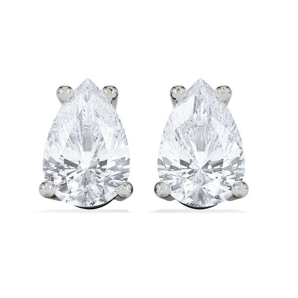 Naomi Pear Cut Lab Diamond Stud Earrings 1.00ct H/SI in 9K White Gold