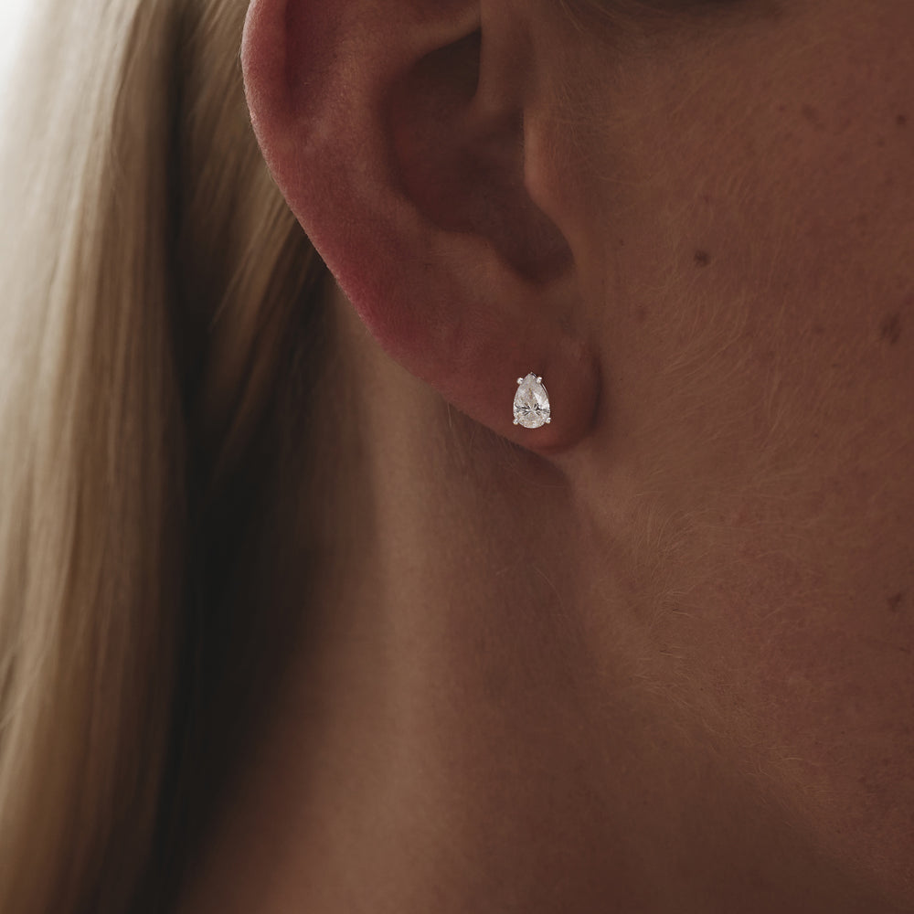 Naomi Pear Cut Lab Diamond Stud Earrings 1.00ct H/SI in 9K White Gold
