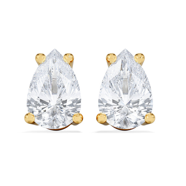 Naomi Pear Cut Lab Diamond Stud Earrings 1.00ct H/SI in 9k Gold